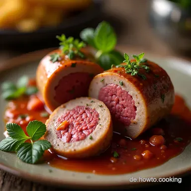 Omas Beste Klassische Rinder Rouladen in Rotweinso&szlig;e Rezeptkarte