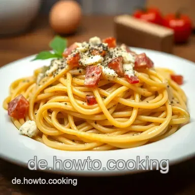 Klassische Spaghetti alla Carbonara &ndash; Ein Genuss aus Rom f&uuml;r dein Zuhause Rezeptkarte