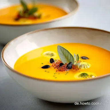 K&uuml;rbissuppe mit karamellisierten K&uuml;rbiskernen: Cremig Einfach Rezeptkarte