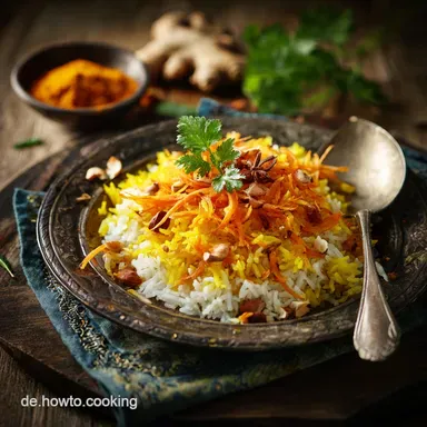 Kurkuma Karotten Reis Einfaches Rezept f&uuml;r orientalischen Genuss Rezeptkarte