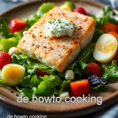 Delikate Lachs Timbale auf Salat mit Himbeeressigkaviar und Hippe Rezeptkarte