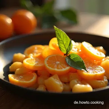 Mandarinentarte mit Mandelkrokant Sonnenschein f&uuml;r die Seele Rezeptkarte