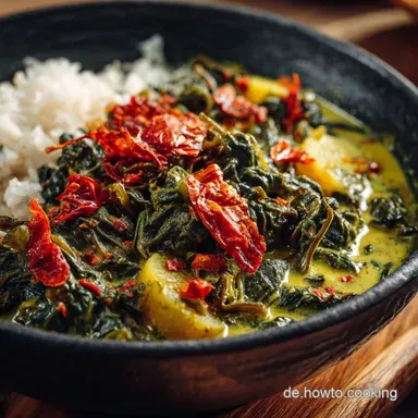 Muli Palak Rettich Spinat Curry Herzhaftes Soulfood f&uuml;r kalte Tage Rezeptkarte