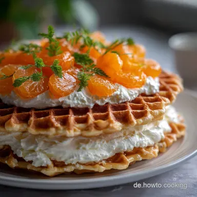 No Bake Waffelkuchen Mandarine: Einfache Sommer-Cremetorte Rezeptkarte