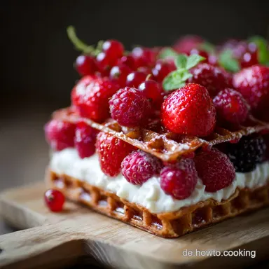 No Bake Waffelkuchen mit Erdbeeren und Himbeeren: Der cremige Blitz-Kuchen Rezeptkarte