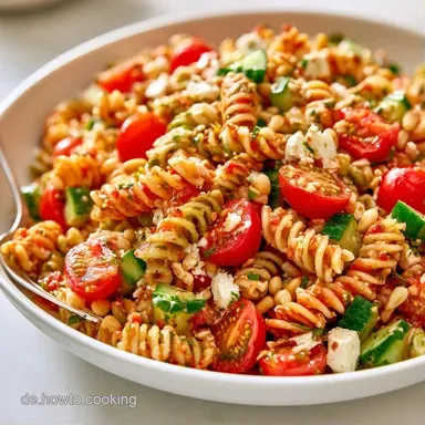 Nudelsalat ohne Mayo f&uuml;r 4 Personen Rezeptkarte