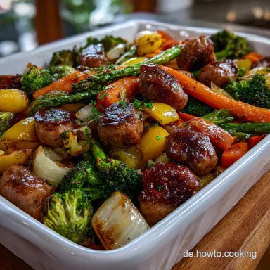 Ofengemse Blech mit Wurst ein schnelles: Minimaler Aufwand, Maximaler R&ouml;staroma Rezeptkarte