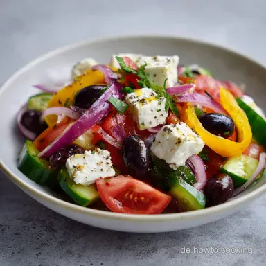 Griechischer Salat Rezept f&uuml;r 4 Portionen Rezeptkarte