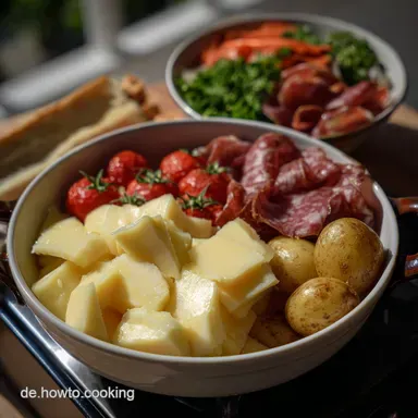 Raclette Zutaten: Herzhafte Ideen f&uuml;r jeden Abend Rezeptkarte