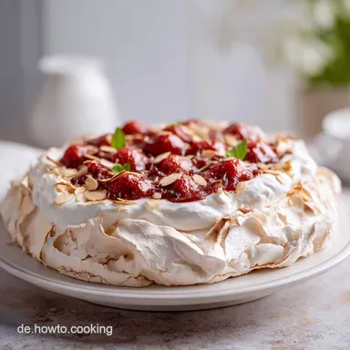 Rhabarber Mandelbaiser Kuchen f&uuml;r 12 Portionen Rezeptkarte