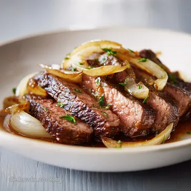 Rezept mit Rindfleisch und Zwiebeln f&uuml;r 4 Rezeptkarte