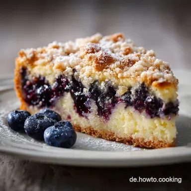 BlaubeerK&auml;sekuchen mit Streuseln: Omas saftiges Rezept Rezeptkarte