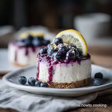 No Bake Kuchen: Samtiger Heidelbeer Cheesecake in 30 Minuten Rezeptkarte