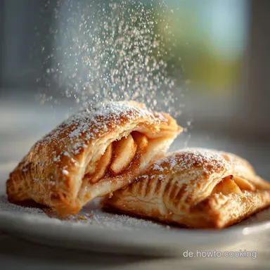 Das perfekte Sommer-Dessert: Schnelle und einfache Apfeltaschen mit Bl&auml;tterteig - Crispy Baked Rezeptkarte