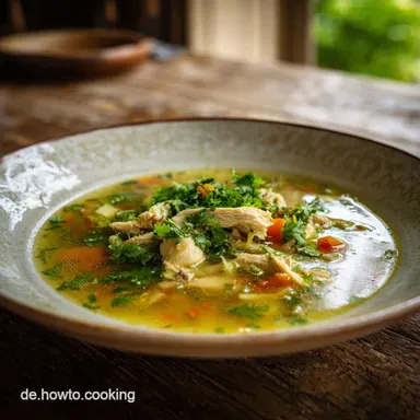 Schnelle H&uuml;hnersuppe: Goldene Br&uuml;he in 30 Min. Rezeptkarte