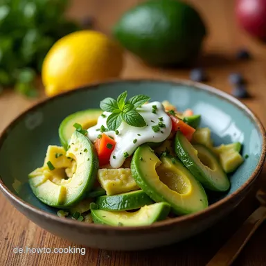 Sommerlicher Avocado Gurken Salat Mein 15Minuten FrischeKick mit LimettenJoghurtDressing Rezeptkarte