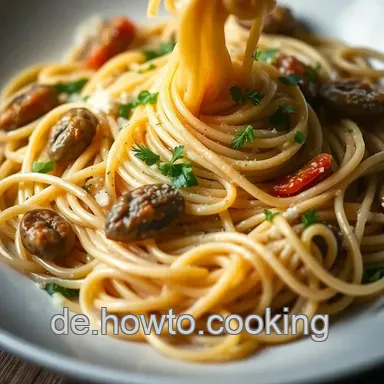 Blitz-Spaghetti mit &Ouml;lsardinen Rezept! Feierabendk&uuml;che vom Feinsten Rezeptkarte