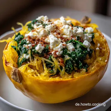 SpaghettiK&uuml;rbis Spinat Feta: Low Carb Herbstgericht mit Feta Rezeptkarte