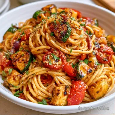 Spaghettisalat mit Grillgem&uuml;se in 35 Min Rezeptkarte