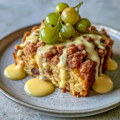 Stachelbeer Streuselkuchen mit Pudding Rezeptkarte