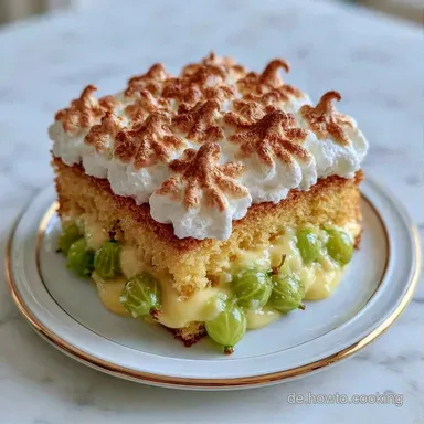 Stachelbeerkuchen Mit Pudding Und Baiser Rezeptkarte