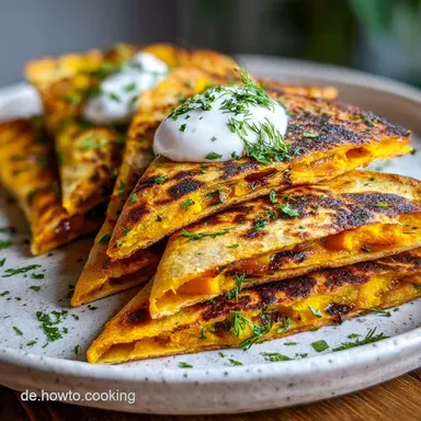 S&uuml;&szlig;kartoffel-Quesadillas: Vegane Hauptspeise & Snacks Rezeptkarte