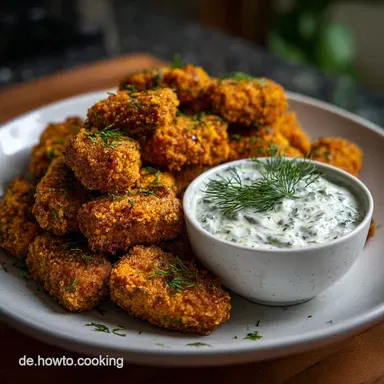 Vegane FischNuggets mit DillDip Vegetarische mahlzeiten: Ultra-Knusprig