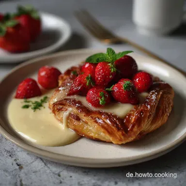 Veganer Plunder in 38 Minuten: Knuspriges Bl&auml;tterteiggeb&auml;ck mit Vanillecreme Rezeptkarte