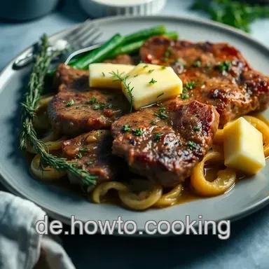 Zartes Putensteak mit Kr&auml;uterbutter und buntem Gem&uuml;se &ndash; Ein Genuss Rezeptkarte