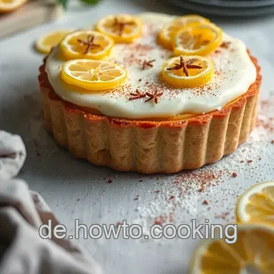 Exquisite Zitronentarte mit Safran und Vanille-Kurkuma Waben Rezeptkarte