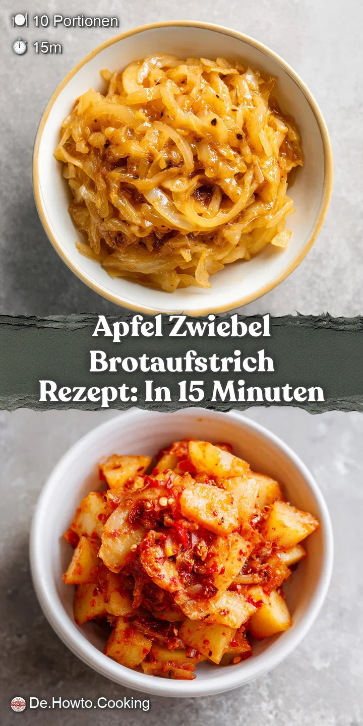 Close-up of chunky apple onion spread showcasing the visible pieces of apple and onion with flecks of fresh green herbs. P...