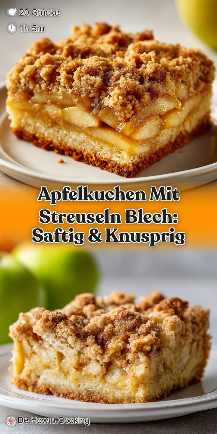 Close-up of a juicy apple cake reveals the soft apples & buttery streusel, hint of cinnamon, inviting and delicious.