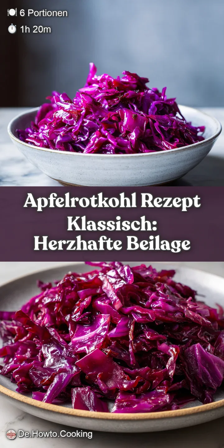 Close-up of tender, glistening red cabbage with soft chunks of apple, showing a rich depth of color and steamy warmth.