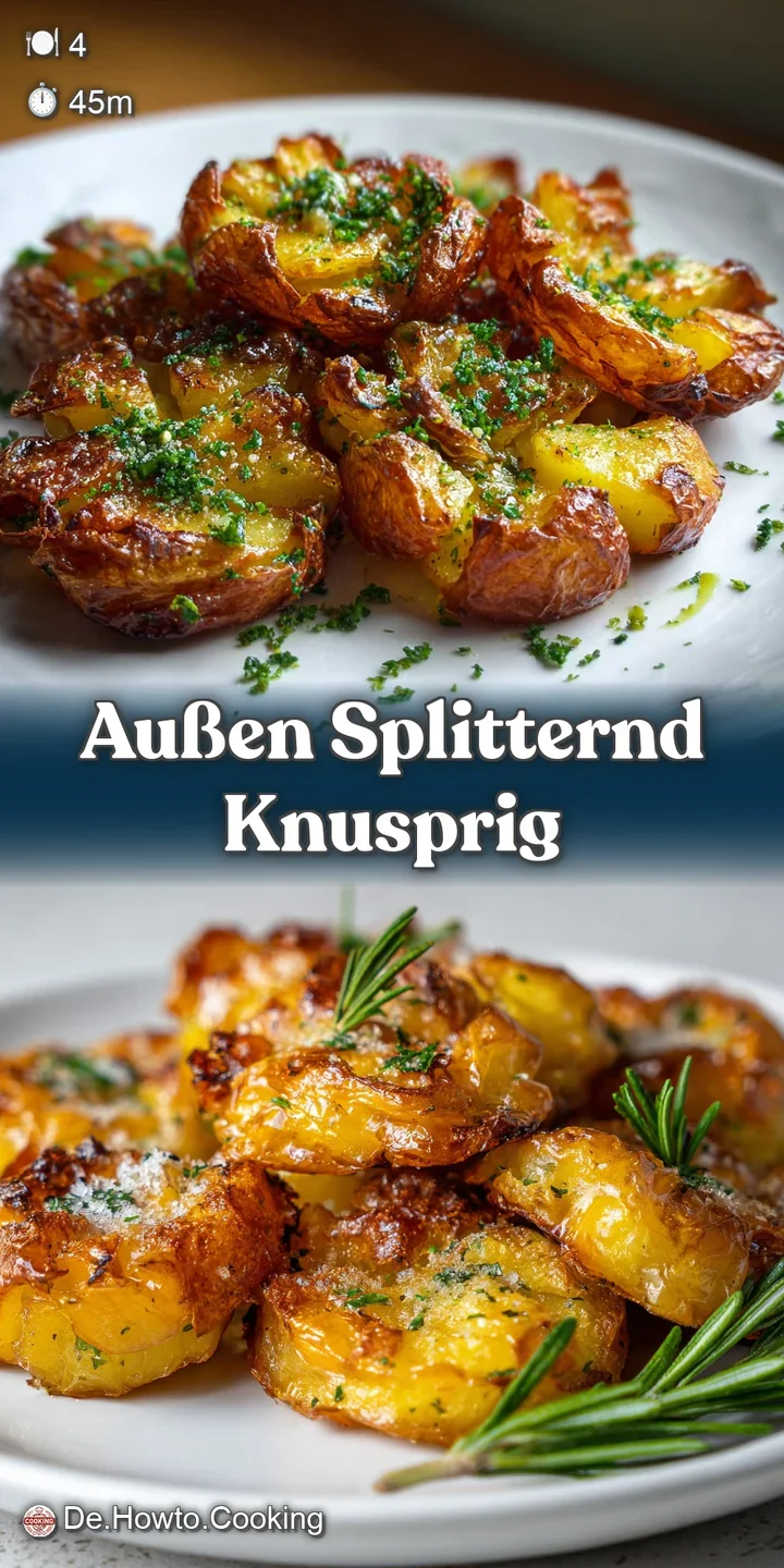 Close-up of a potato: shattered, crunchy crust gives way to a pillowy, soft center. Steamy and inviting, seasoned with fle...