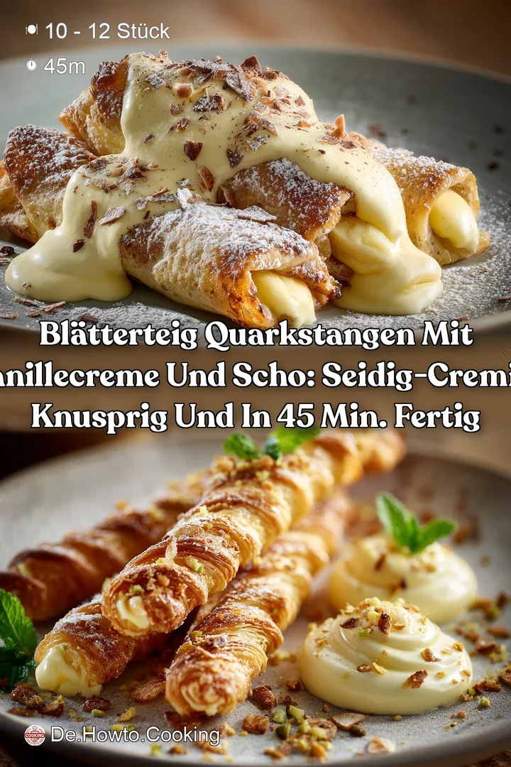 Bl&auml;tterteig Quarkstangen mit Vanillecreme und Scho: Seidig-cremig knusprig und in 45 Min. fertig