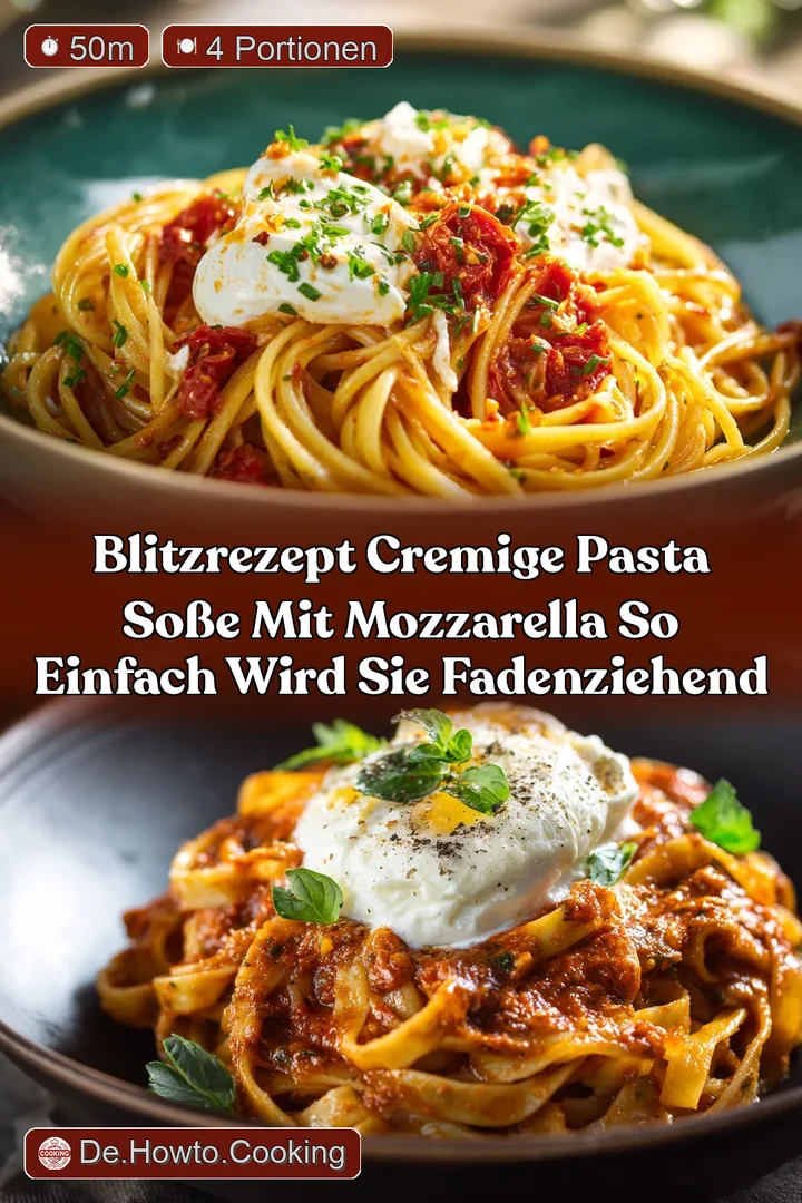 Blitzrezept Cremige Pasta So&szlig;e mit Mozzarella So einfach wird sie fadenziehend