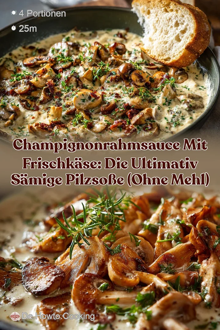 ChampignonRahmsauce mit Frischk&auml;se: Die ultimativ s&auml;mige Pilzso&szlig;e (Ohne Mehl)