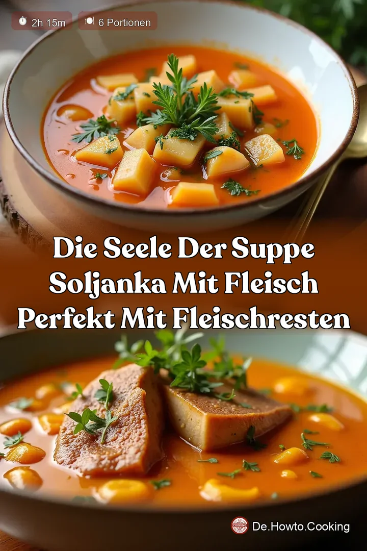 Die Seele der Suppe Soljanka mit Fleisch perfekt mit Fleischresten