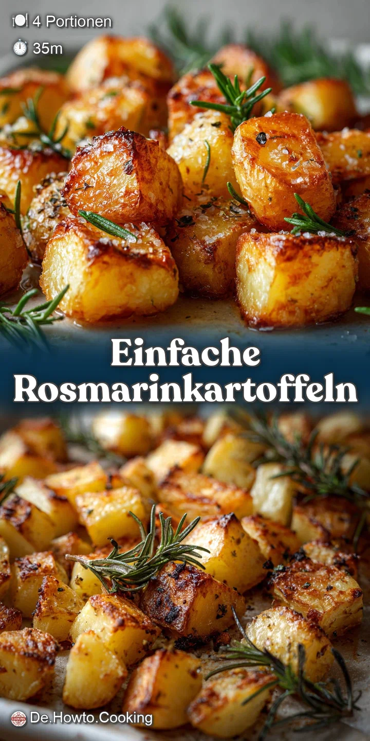 Close-up of crispy roasted potato wedges, showcasing their golden-brown color, rough texture, and fresh rosemary leaves.