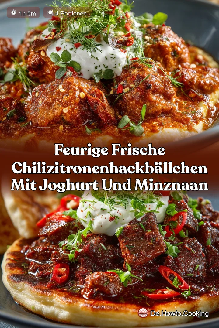 Feurige Frische ChiliZitronenHackb&auml;llchen mit Joghurt und MinzNaan