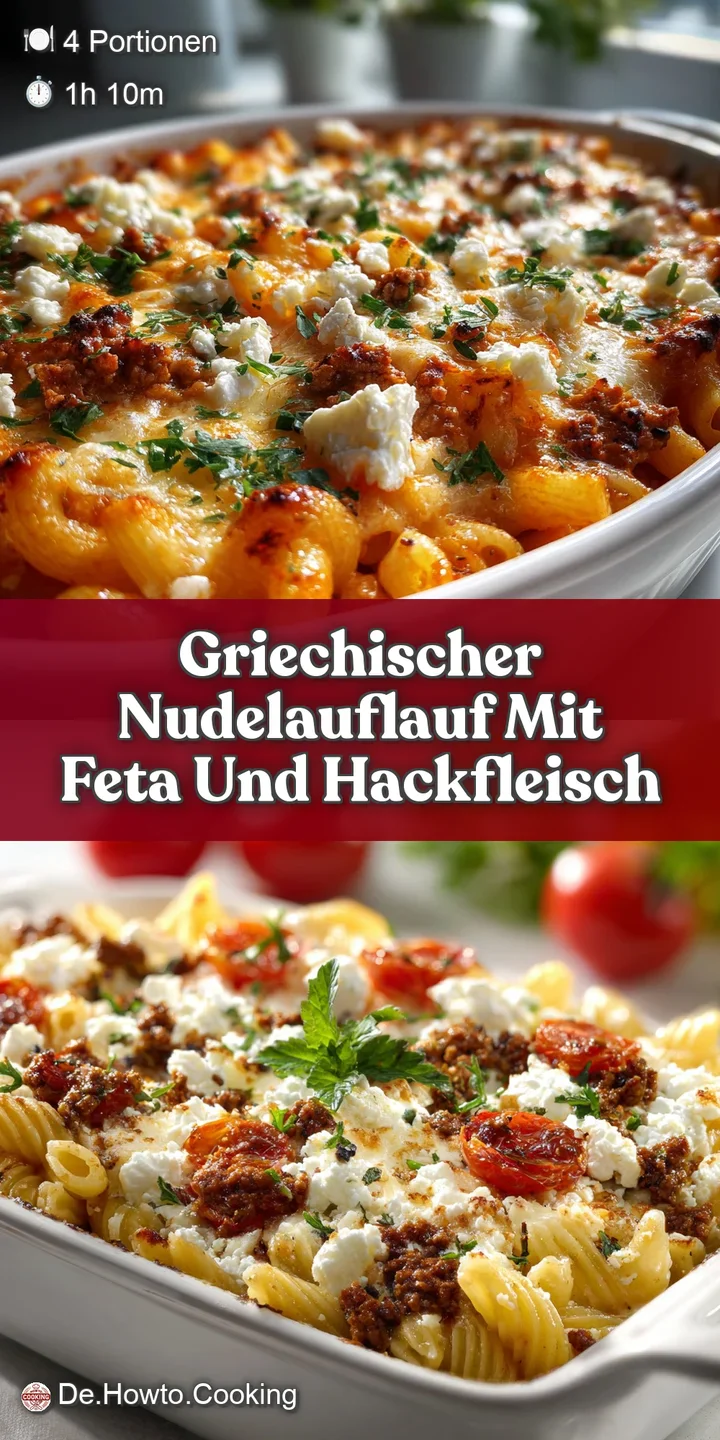 Close-up of a fork lifting a portion of Greek pasta bake. You can see the melted cheese, soft noodles, and savory filling ...