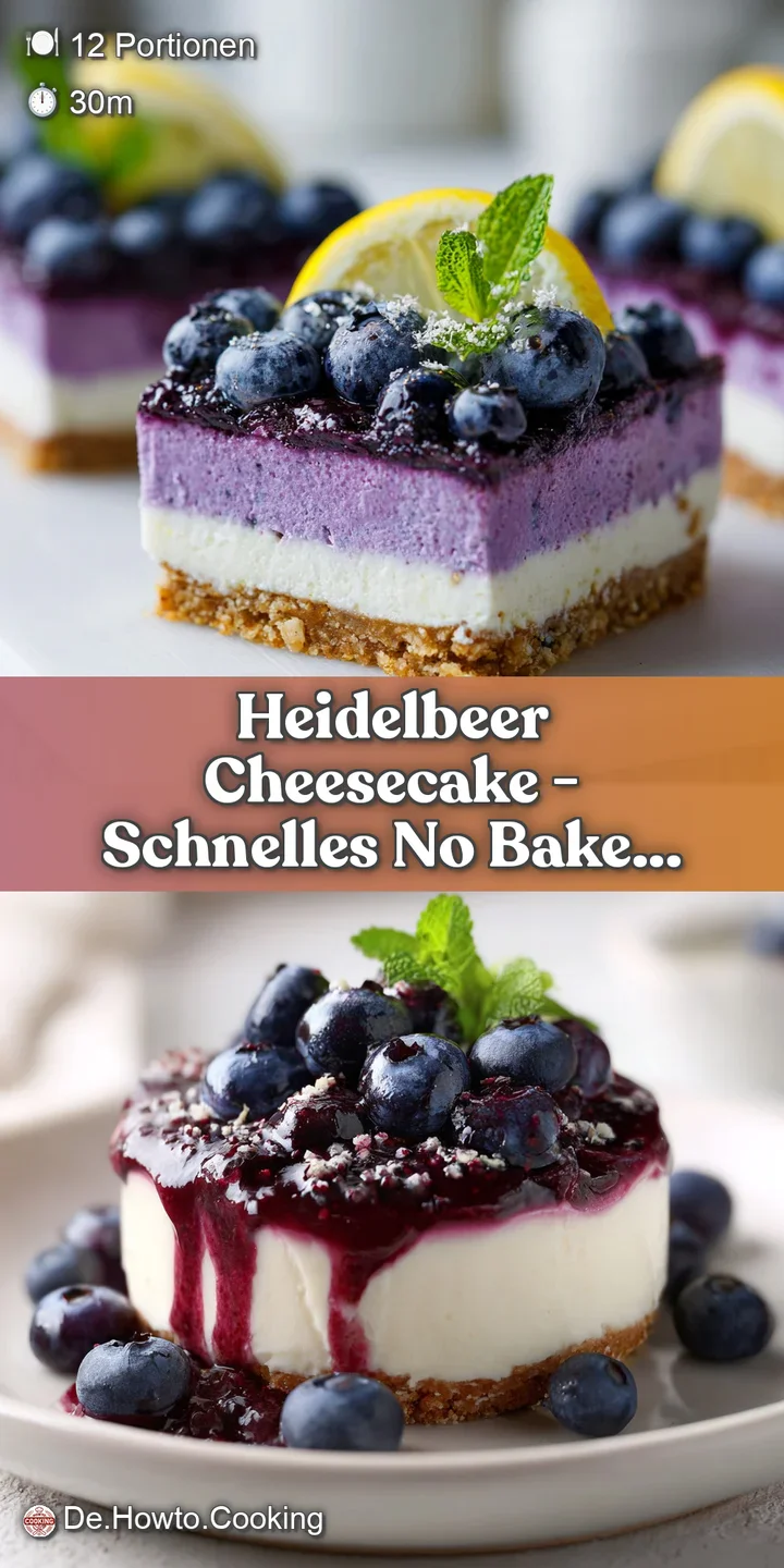 Close-up of a rich, no-bake cheesecake with a lusciously smooth blueberry topping, glistening slightly.