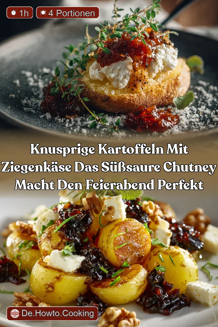 Knusprige Kartoffeln mit Ziegenk&auml;se Das s&uuml;&szlig;saure Chutney macht den Feierabend perfekt