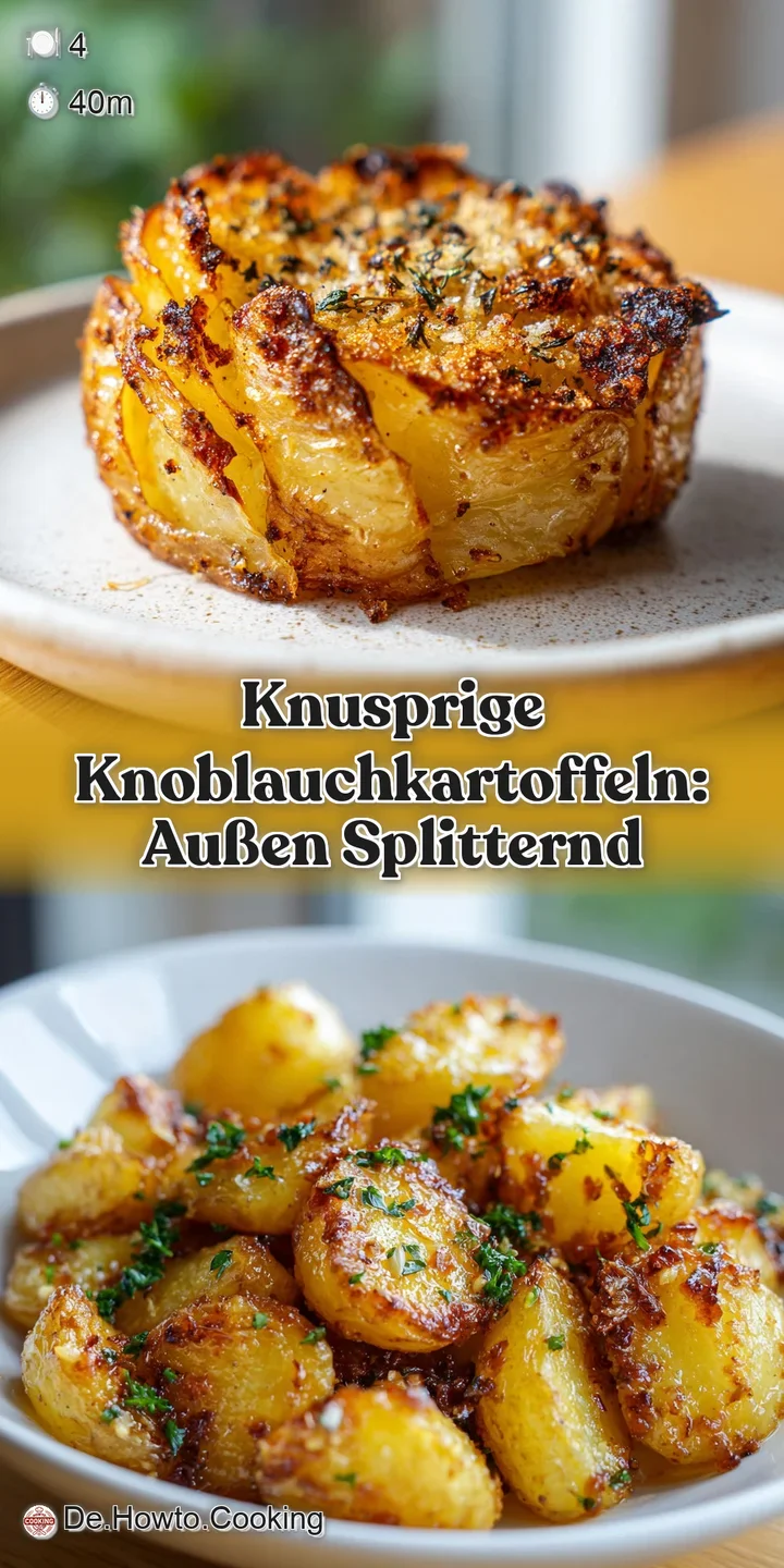 Close-up of crispy, golden roasted potatoes glistening with oil and speckled with herbs. A tempting, textured, and flavorf...