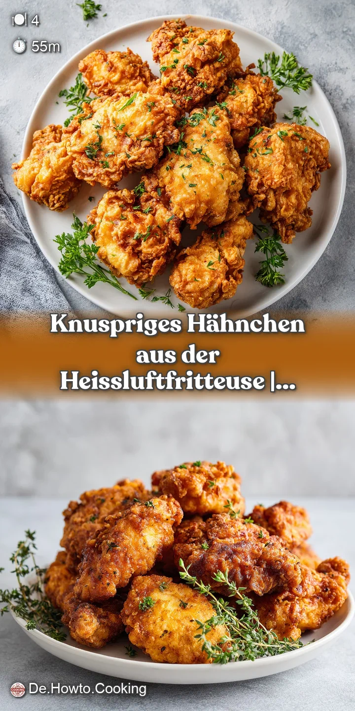 Close-up of perfectly air-fried chicken with a delightful, crackly golden-brown skin, incredibly appetizing.