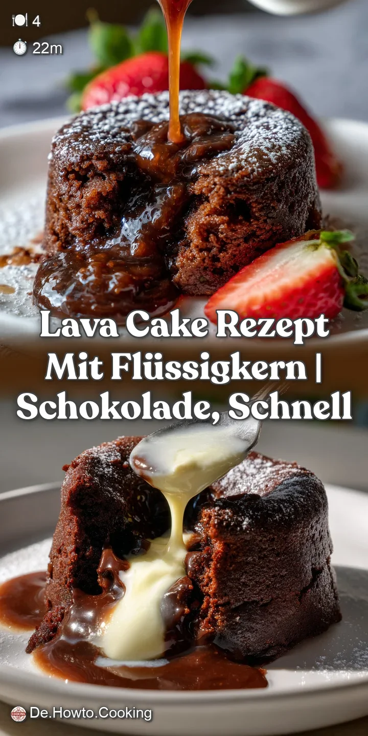 Close-up of a warm, glossy lava cake. The dark, decadent chocolate glistens, revealing a flowing, liquid chocolate center.