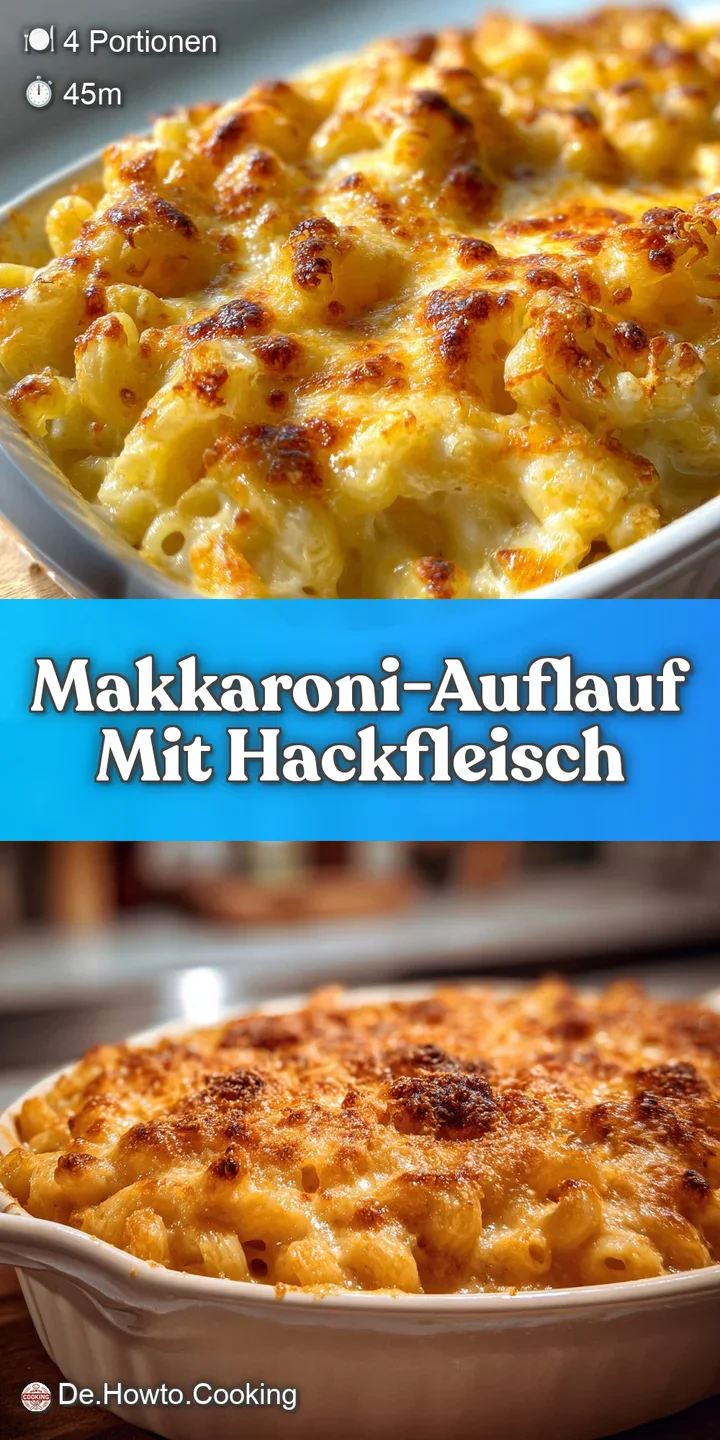 Close-up of bubbling, golden cheese covering tender pasta and savory ground meat in a classic German comfort food bake.