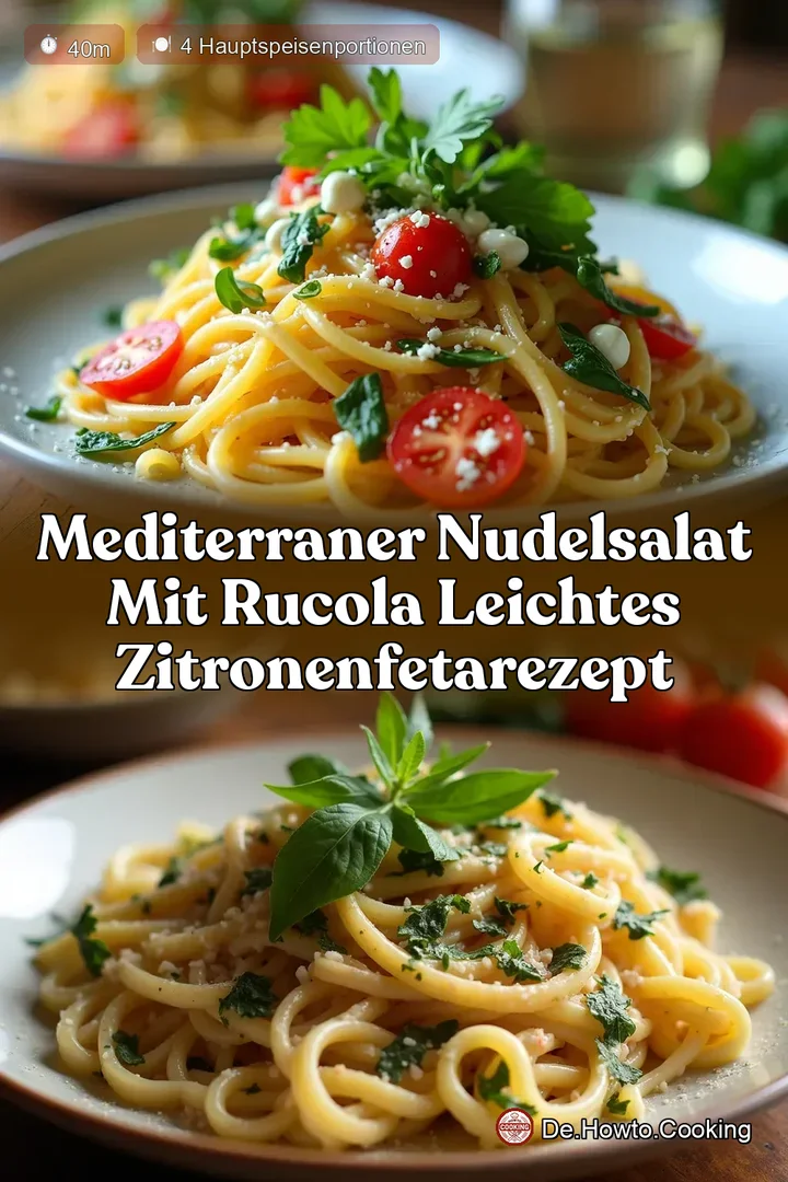 Mediterraner Nudelsalat mit Rucola Leichtes ZitronenFetaRezept