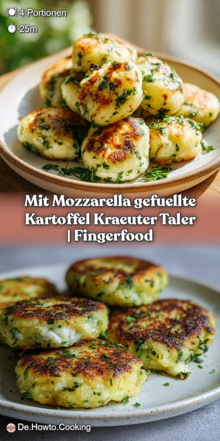 Close-up of a golden-brown potato cake with melted mozzarella bubbling. Fresh herbs provide a vibrant pop of green color.