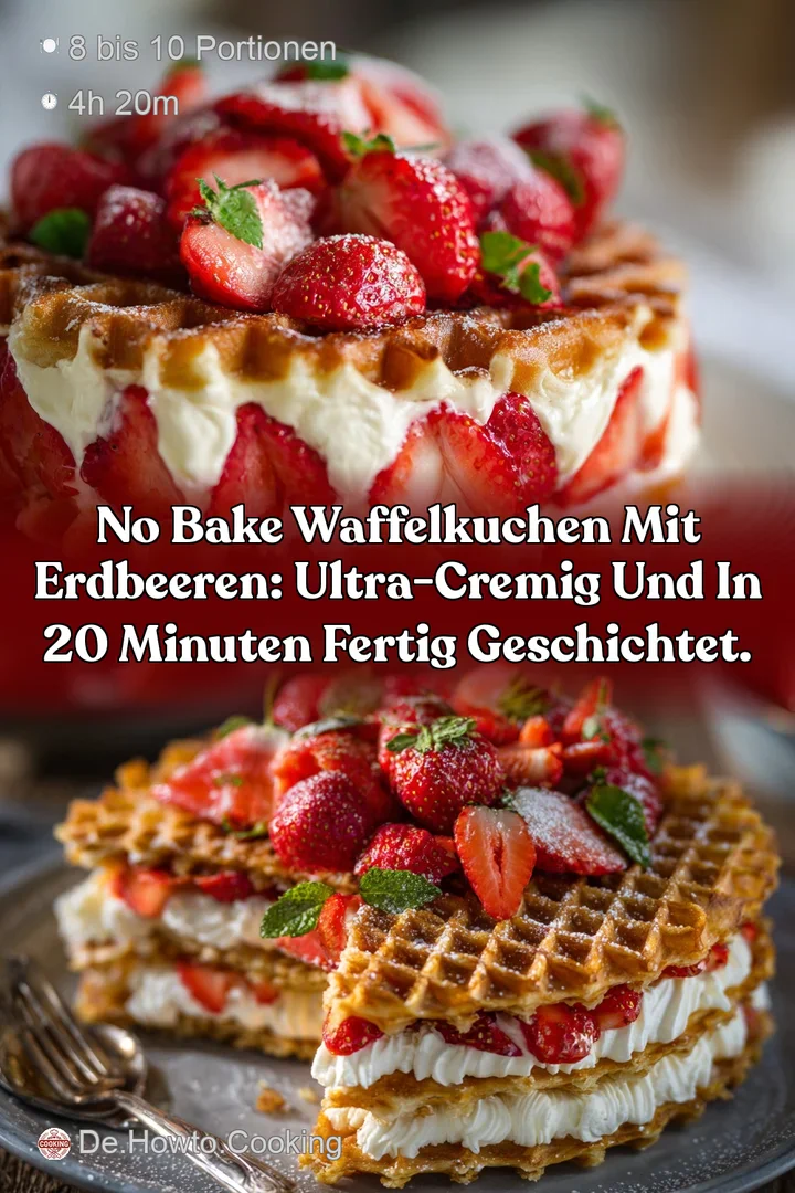 No Bake Waffelkuchen mit Erdbeeren: Ultra-cremig und in 20 Minuten fertig geschichtet.
